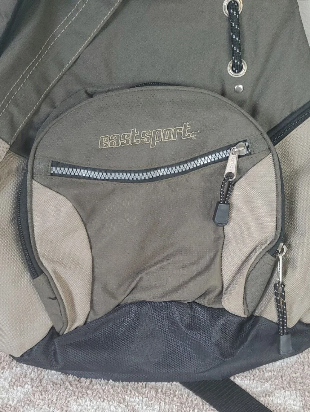 Eastsport Olive and Tan Sling Backpack. Multiple Pockets